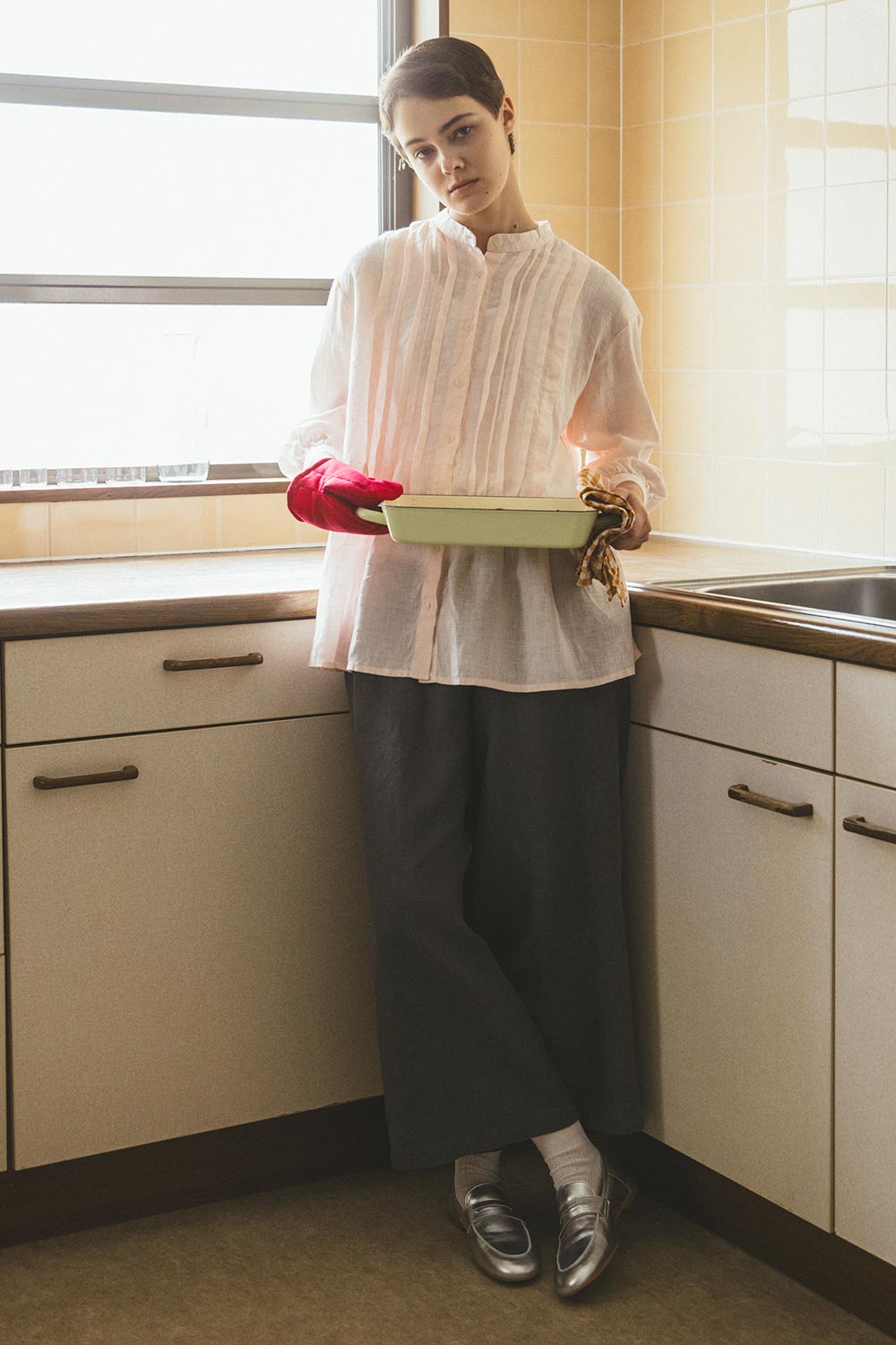 フォグリネンワーク　ソリンヌパンツ　ブルーアドリアティック fog linen work フォグリネンワーク SOLINE PANTS BLEU