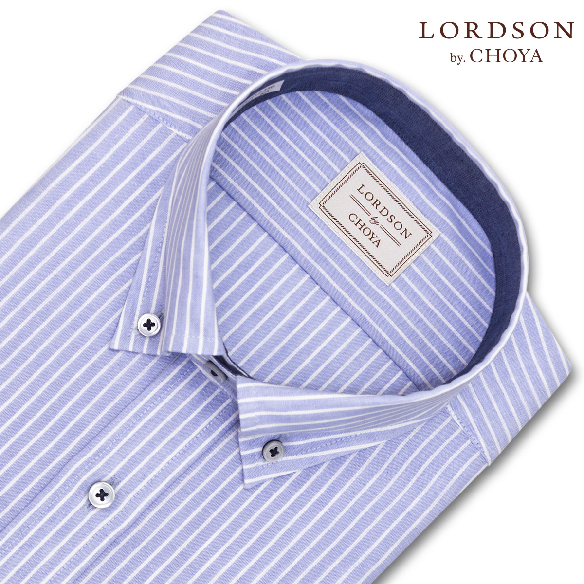 【楽天市場】LORDSON Yシャツ 長袖 ワイシャツ メンズ 形態安定 ブルーストライプ ショートボタンダウンシャツ 綿：70% 麻：30%