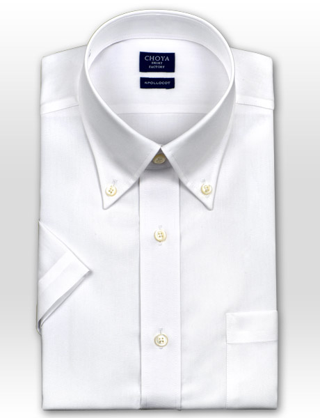 新产品★短袖,白绒面呢·按钮降低衬衫棉100%形态稳定,choya衬衫