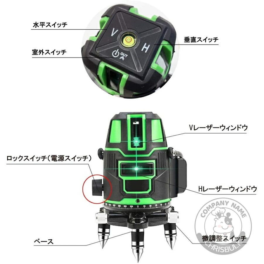 超目玉】 墨出し器 水平器 墨出し グリーンレーザー 墨出機 墨だし機 レーザーレベル レーザー水平器 レーザー測定器 5ライン 6点フルライン  4方向大矩ライン照射モデル バッテリー2個付き 高精度 大矩ライン 軽量 防滴 防水 防塵 測量 建築 基礎 レーザー墨出し器 fucoa.cl