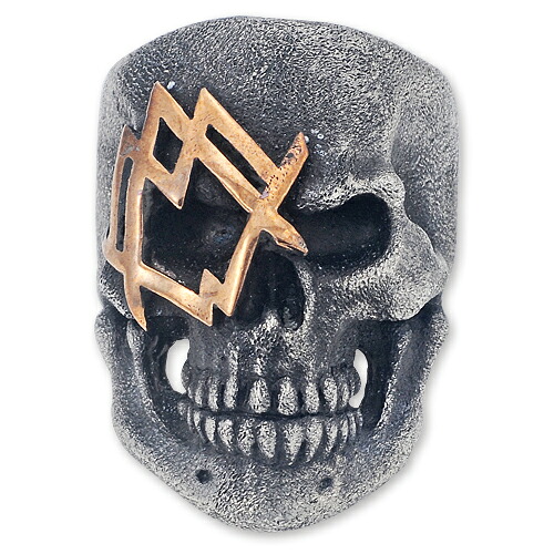 【ACE METAL WORKS エースメタルワークス RING 輪っか】エースラージスカルリング/フルテクスチャー w/ラージAMWブラスロゴアイラップ＆スモールAMWブラスロゴ【貨物輸送無料】 ジュエリー・アクセサリー-指輪・リング-メンズジュエリー・アクセサリー