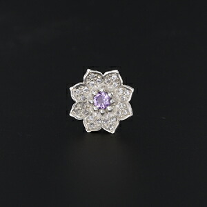 【KING LIMO キングリモ Earring イヤリング ピアス】ファインロータスイヤリングw/アメジスト＆パヴェCZ【貨物輸送無料】