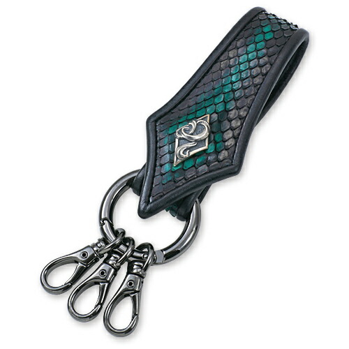 【Rizard Head リザードヘッド Key Holder キーホルダー】リザードテイルキーホルダー2A/ハンドダイパイソン/緑であることw/R金剛石【貨物輸送無料】