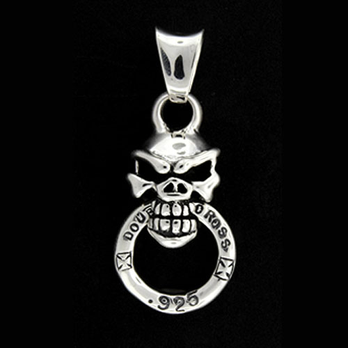 【TRAVIS WALKER　DOUBLE CROSS　トラヴィスワーカー　ダブルクロス　Pendant　ペンダント】バイティングスピードスカルw/ダブルクロスリングペンダント【送料無料】