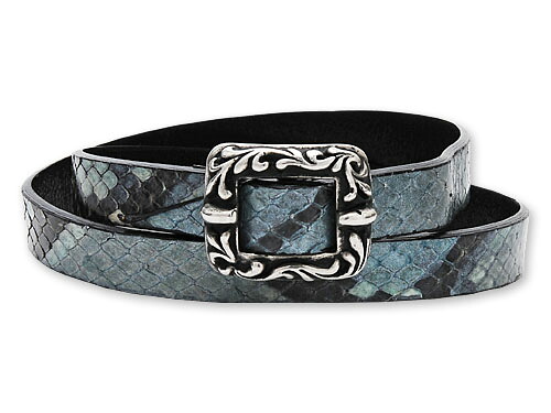 【VAN AMBURG LEATHERS　ヴァンアンバーグレザーズ　Bracelet　ブレスレット】トリプルラップスネークレザーブレスレットw/ベイビーフローバックル/ターコイズ＆ブラック【送料無料】