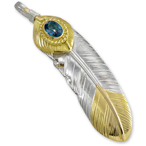 【鷲見太郎 Pendant シャンデリヤ】L羽根K18いの一番\u0026K18ハートフェザーペンダント02 w/虹霓トパーズ色K18優勝杯/オーバル6×8【貨物輸送無料】