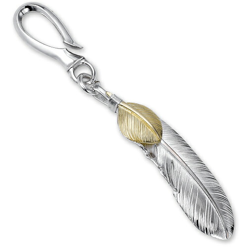 【鷲見太郎 Key Chain 手当たりチェーン店】L羽毛\u0026K18イエローゴールドハートフェザー02 w/引っ掛かり手当たり【貨物輸送無料】