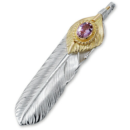 【鷲見太郎　Pendant　ペンダント】Lフライトフェザー& K18ハートフェザーペンダント01 w/6×8アメトリンK18カップ【送料無料】
