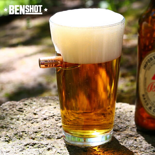 楽天市場 ビアグラス 実弾を使用 Benshot ベンショット Beer Glass ビールグラス 16oz 454ml パイントグラス 米国製 ハンドメイド 銃 ライフル 宅飲み 時計ベルトの専門店クロノワールド