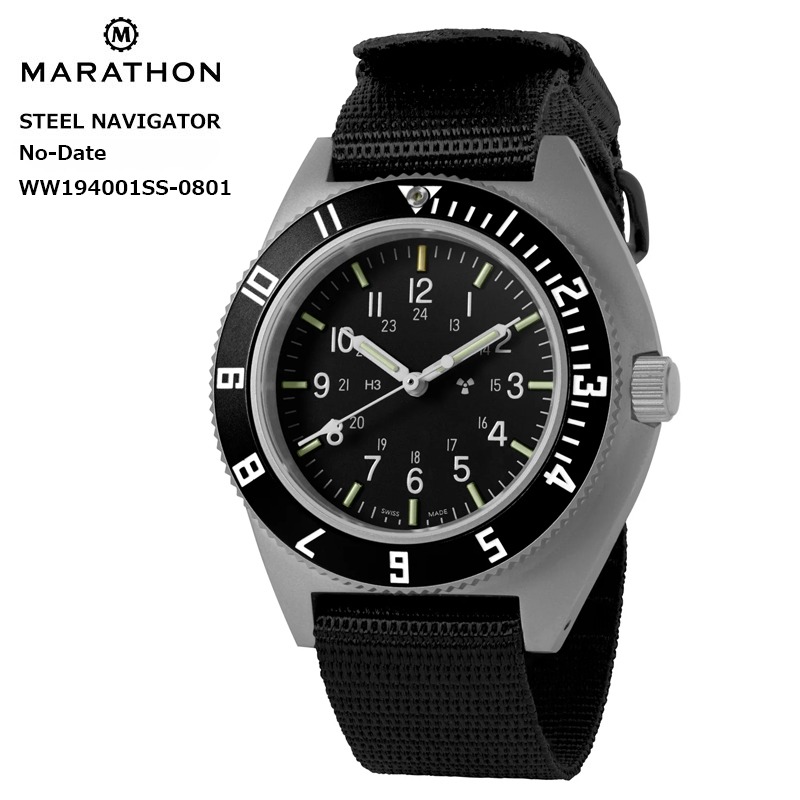 時辰儀 ウオッチ ミリタリーウォッチ 亜米利加軍 MARATHON STEEL NAVIGATOR 【ノーデイト】 WW194001SS-0801 Type II - Pilot\u0027s Quartz