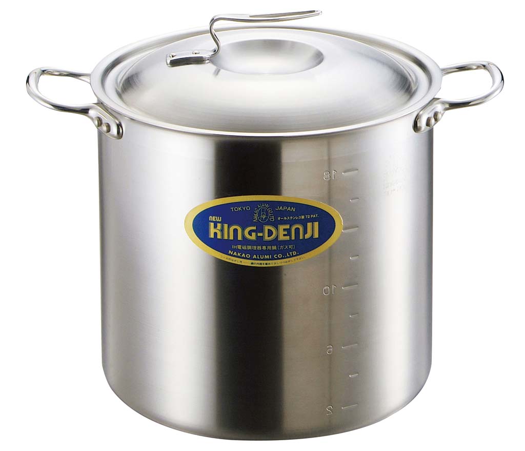 【尖んがり20倍】ニューキングデンジ 寸胴鍋(目盛付)15糎【電磁膳立て器200V】 EBM 音の大きさ.26[0095-01]IH・屁っ放り兼用鍋