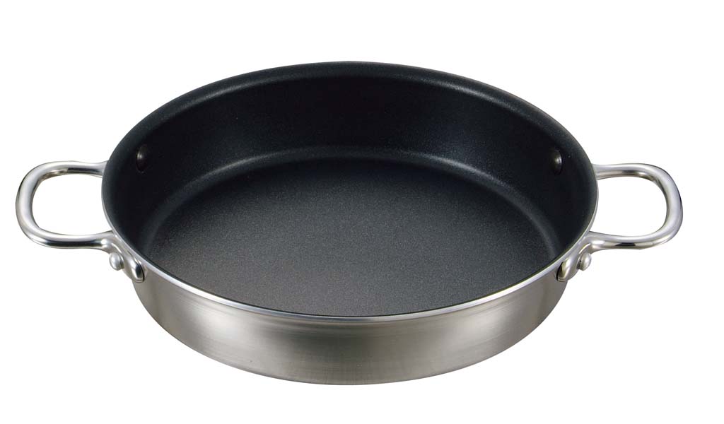 【ポイント20倍】キングフロン ステンキャストハンドル 両手ステーキフライパン 24cm【電磁調理器200V】 EBM vol.26[0126-06]フライパン
