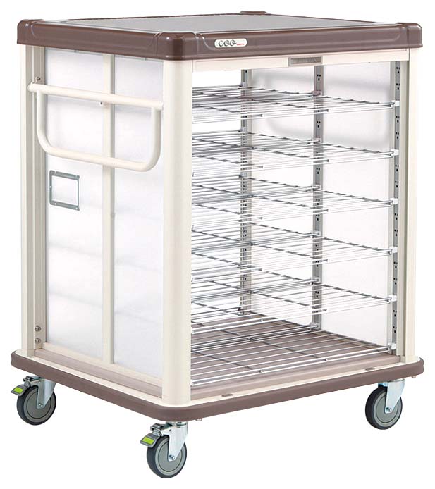 【ポイント20倍】エレクター COO常温配膳車 シャッター式 リフトタイプ JCSL20RCB カフェブラウン【メーカー直送】【抗菌】 EBM vol.26[2222-04]カート・台車｜厨房の達人