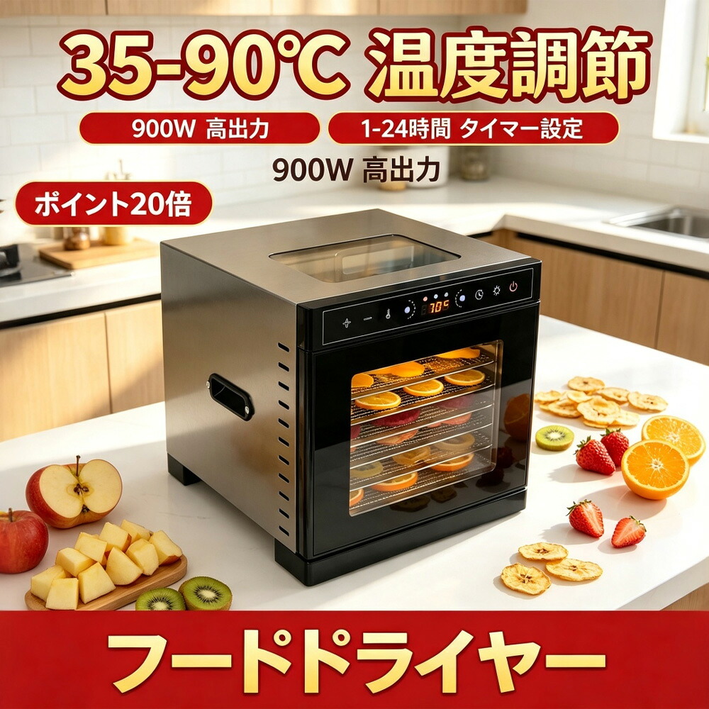 【無添加おやつ作りに大活躍】フードドライヤー 食品乾燥機 ステンレス製 家庭用 ジャーキー作り ドライフルーツメーカー 野菜乾燥機 低温乾燥機 強力乾燥 ビーフジャーキー 犬用おやつ ペットフード 果物 肉 乾燥保存 健康食品|厨二屋