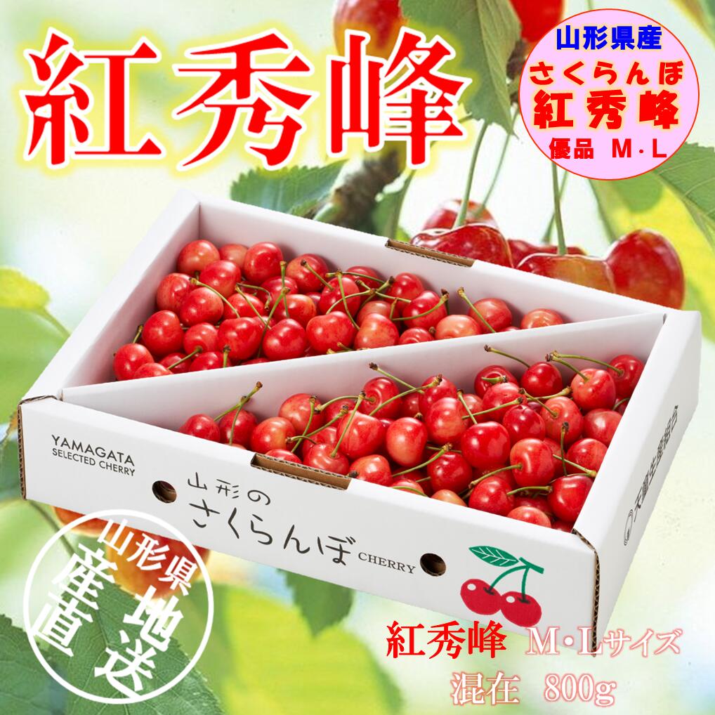 やまがたのサクランボ 紅秀峰  Ｌサイズ 800ｇ 優品 バラ詰め 【6月下旬発送／送料無料】 訳あり ご家庭用  山形のさくらんぼ 食べる宝石 ルビー色の果実 山形県産 さくらんぼ フルーツ ギフト 贈り物 くだもの 産地直送 送料無料