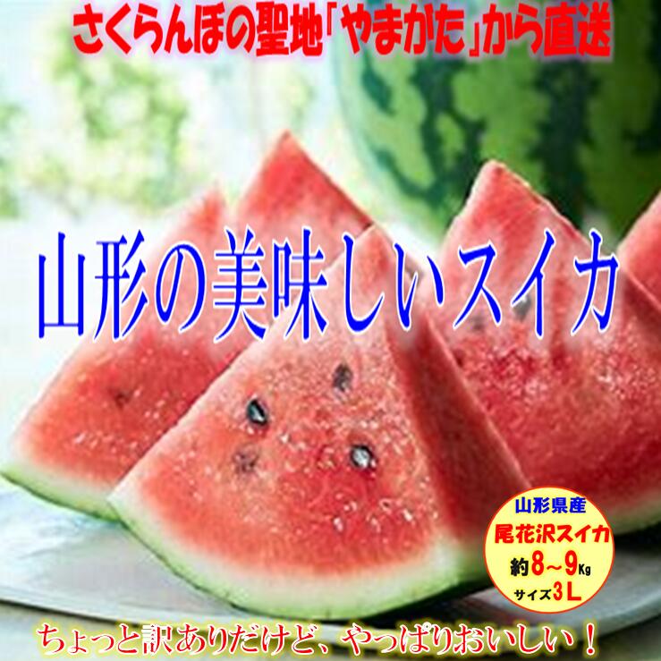 【早期予約／8月上旬発送】尾花沢スイカ 山形県産 『尾花沢スイカ』 3Lサイズ 2玉入り スイカ生産量日本一 甘くてジューシー ご家庭用 訳あり 果物 フルーツ 送料無料 山形県産 8～9ｋｇ