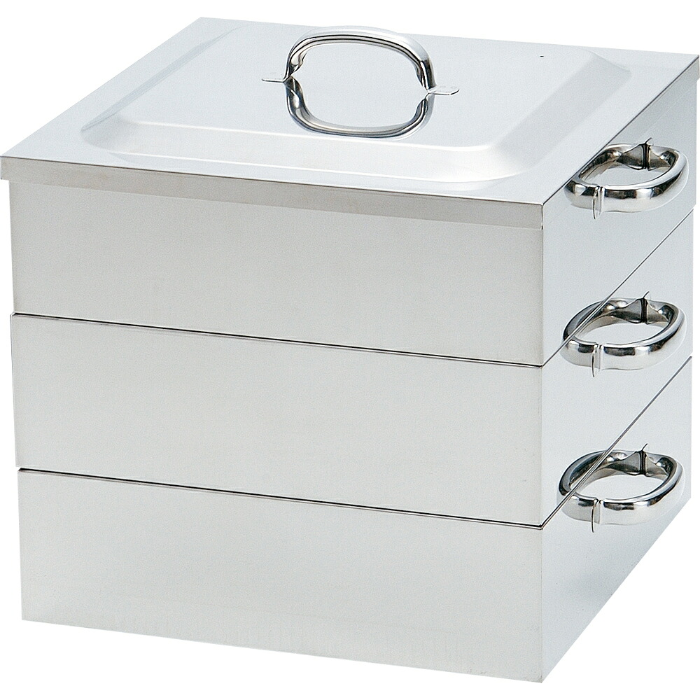 桃印 電磁調理器(IH)対応業務用角蒸し器 2段42cm 蒸し器 ステンレス IH対応|厨房良品 店