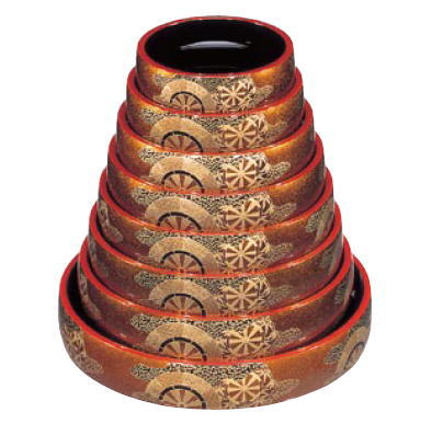 尺１寸長手ヘギメ松花堂 漆器】1-241-5 尺1寸長手ヘギ目松花堂 溜（仕切3種