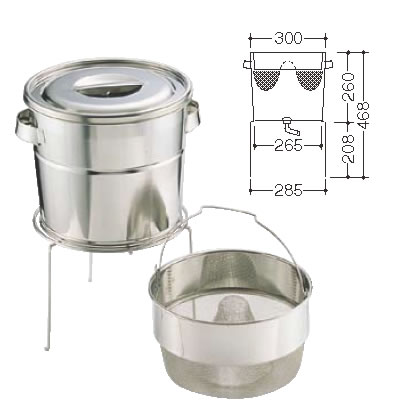 18-8バケット3 スタンド式 13L 荒目(とんがりダストバスケット式)【野菜水切り器】【18-8ステンレス】【ざる】【ステンレスザル】【業務用】|PRO-SHOP YASUKICHI