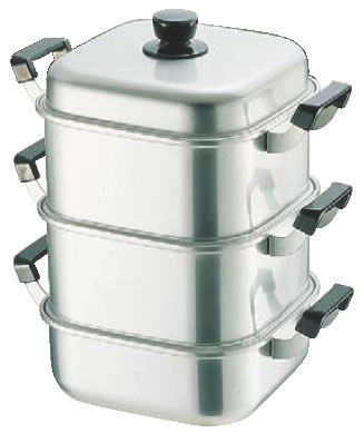 ｱﾙﾏｲﾄ角型蒸器 33cm 二重 【蒸籠 蒸篭 せいろ】【スチーマー】【蒸し器】【業務用】