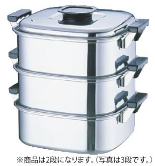 桃印18-0角型蒸器 22cm 2段 【IH対応】【蒸し器】【業務用】