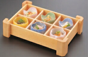 白木6点珍味【白木弁当】【白木盛器】【6つ仕切】【木製皿】【木皿】【盛器】【1-318-6】