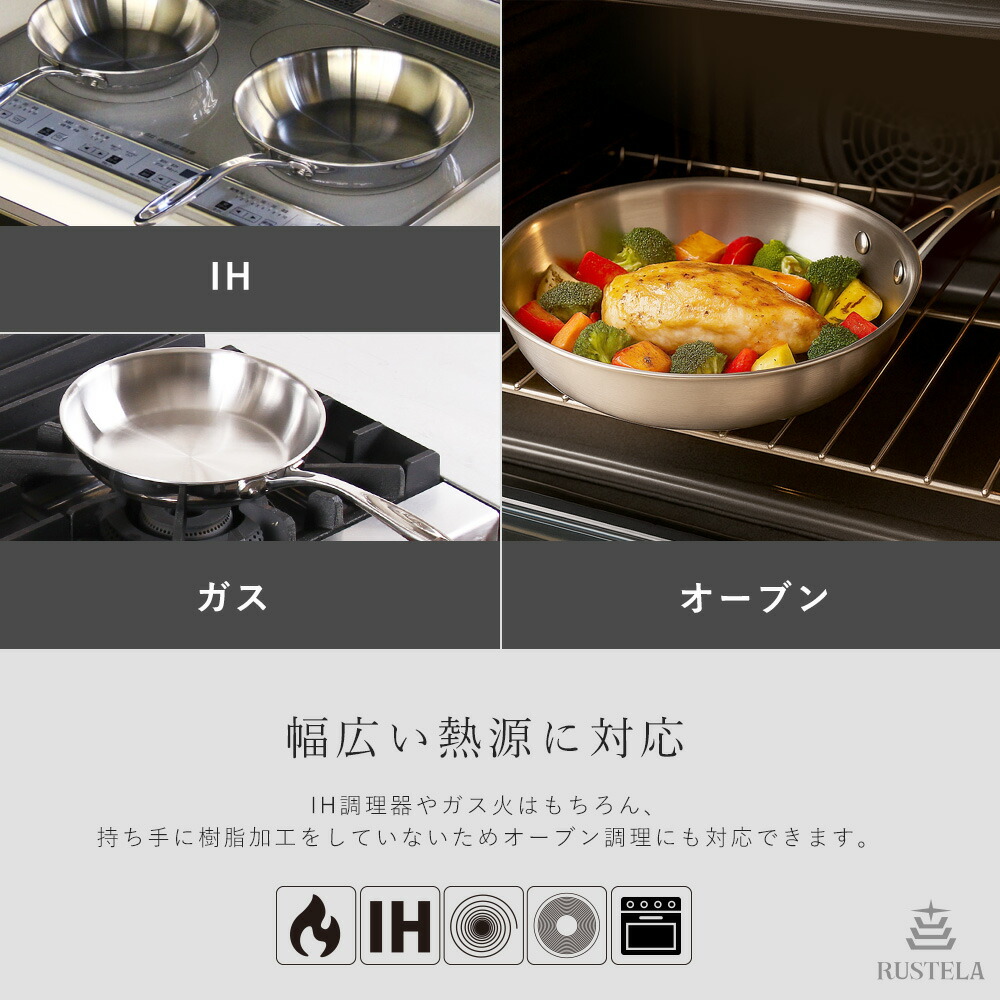 フライパン 24cm【ステンレス】【業務用】【ステンレス製】【IH対応