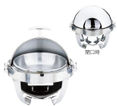 ステンレス鋼 回転させる取りまかなう式 丸チェーフィングデッシュ 小 ＮＹ－2510－6/30 (フルオープン・ステン蓋)【代引っ張ること不可】