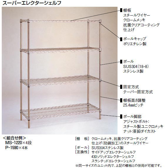 スーパー エレクター シェルフ SS シリーズセット (奥行310mm) SS1820・P1590 5段【代引き不可】