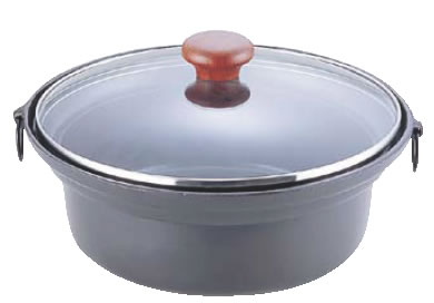 ｱﾙﾐ合金 ｶﾞﾗｽ蓋しゃぶ鍋 【IH対応】 【IH 電磁調理器対応】【しゃぶしゃぶ鍋 シャブシャブ鍋】【料理演出用品】【和食卓上鍋】【業務用】