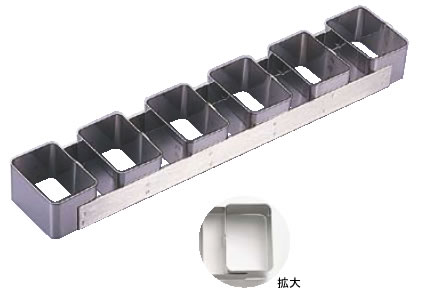 18-10ｹｰｷﾘﾝｸﾞ 長方型 6連 3138-99【製菓用品】【ステンレス】【業務用】