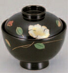 越前椀 黒に山茶花 本漆塗【お椀】【小吸椀】【吸物椀】【汁椀】【味噌汁椀】【みそ汁】【雑煮椀】【多用椀】【正月に】【1-195-7】