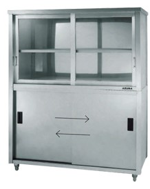 東製造所 蓋瑠璃戸食器収納家具 片面引違戸 750*600*1800 ACS-750HG