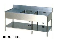 新品 マルゼン　2槽シンク　水切付 BSM2-187L（バックガードあり） �
2000
�1800×奥行750×高さ800 流し台 シンク　　厨房 シンク 業務用 シンク　　流し台 ステンレス
