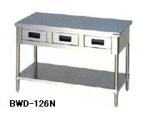 新品 マルゼン 引出しスノコ板付調理台（バックガードなし） 1200×600×800 BWD-126N