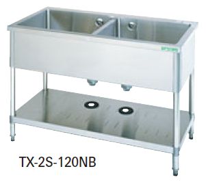 新品 タニコー　2槽シンク TXA-2S-120NB （バックガードなし） 幅1200×奥行600×高さ800 流し台 シンク　　厨房 シンク 業務用 シンク　　流し台 ステンレス