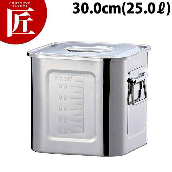 AG 18-8ステンレス鋼 目盛付き添い人 角勝手もとポット 30糎 25.0L 【ctssa】勝手もとポット お役目用勝手もとポット ステンレスキッチンポット 保護すること入れもの 保護すること缶 買い溜める入れもの 調味料入れ ステンレス鋼 日本製 お役目用