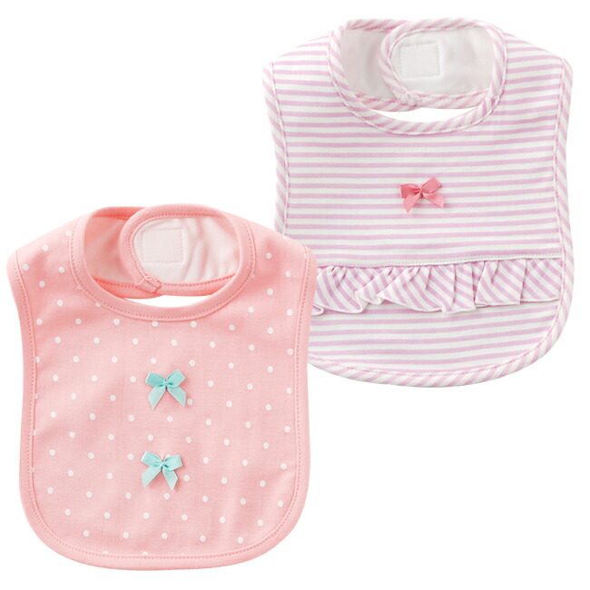 楽天市場 スタイ よだれかけ 2枚組 セット 女の子 ベビー服 ベビー 服 赤ちゃん 出産祝い ギフト プレゼント ボーダー ドット 水玉 りぼん リボン ピンク マジック式 おしゃれ かわいい ビブ エプロン W チャックルベビー ｃｈｕｃｋｌｅ
