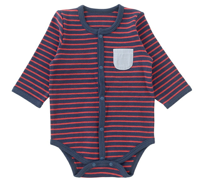 ベビー服男の子女の子ロンパース長袖秋冬ベビー服ベビー服赤ちゃん出産祝いギフトプレゼント607080ロンパスボディ肌着下着前開きボーダーアイボリーネイビーブルーP2348チャックルベビー