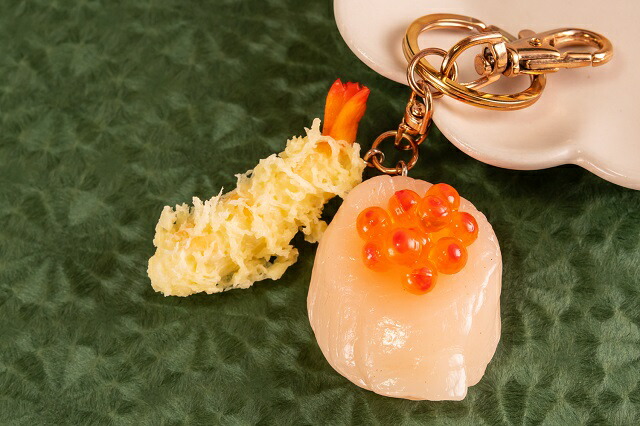 ！きぃ7346！食品サンプル　キーホルダー　天ぷら盛り合わせ ミニサイズ！ かぼちゃ天 キーホルダー 食品サンプル フェイク