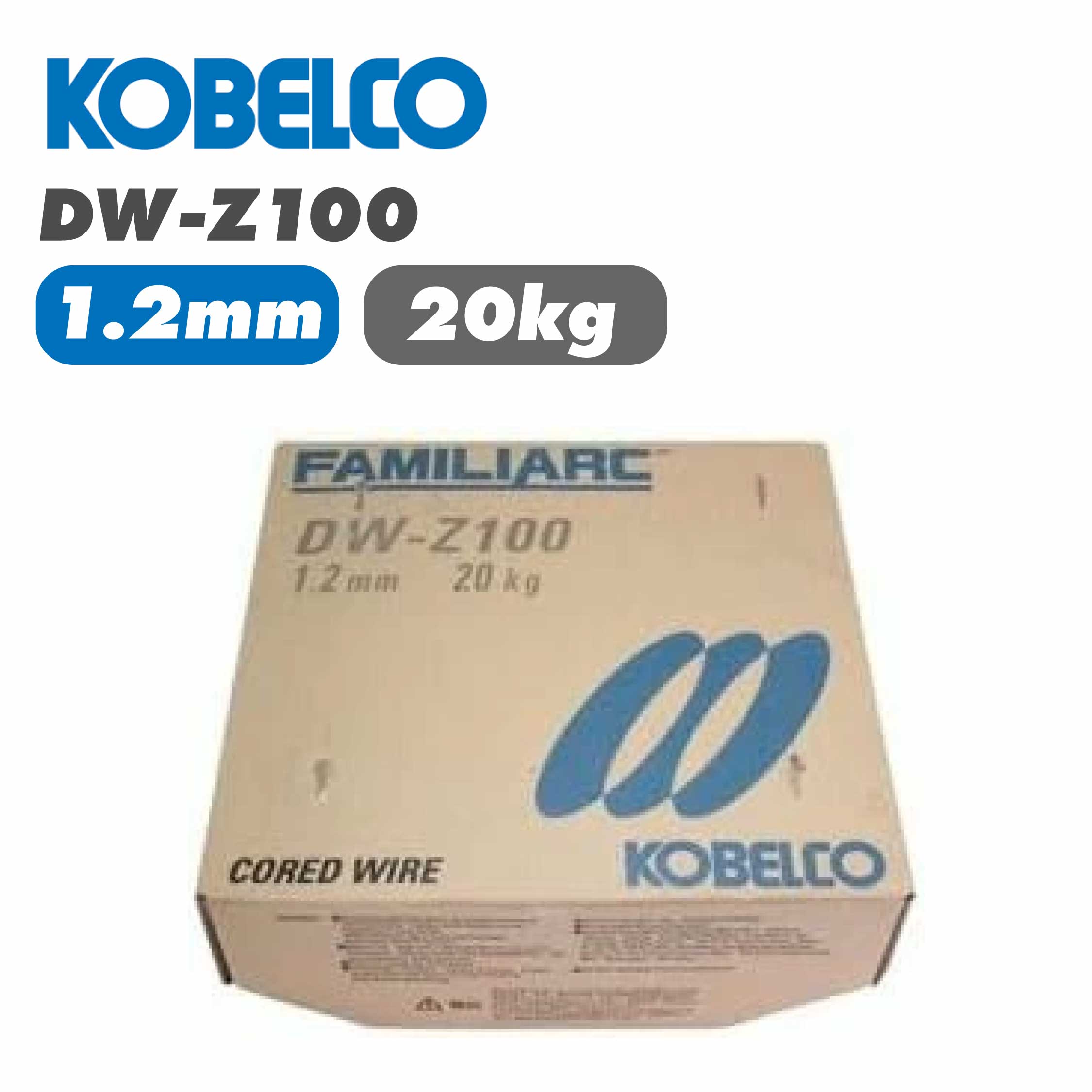 KOBELCO 溶接鉄条 CO2溶接 半自動小銃溶接 神戸製鋼 (KOBELCO) 磁場溶接鉄条 1.2粍 20kg DW-Z100 溶接鉄条（フラックスワイヤ） DW（チタニヤ系）