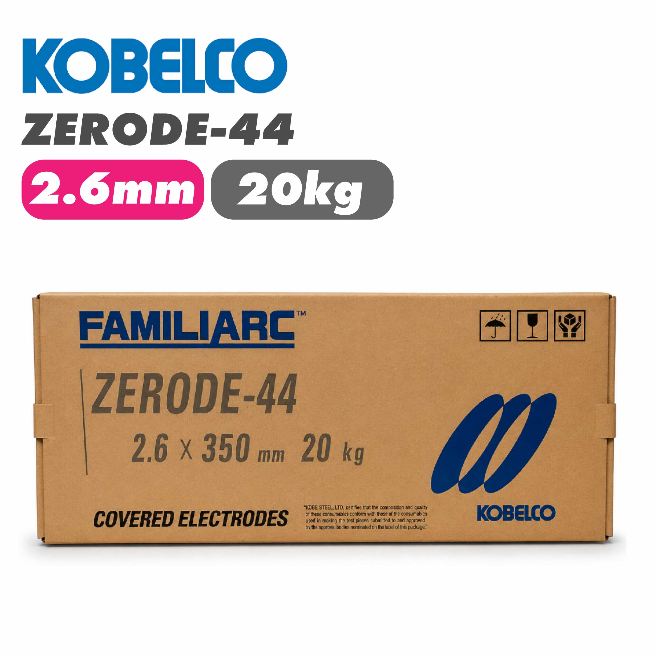 KOBELCO 神戸製鋼 鉄用 溶接棒 Z-44 2.6Φ 20kg (5kgX4箱）/大箱 FAMILIARC 軟鋼用 覆いかぶせる弧線溶接棒 KOBELCO ZERODE Z44
