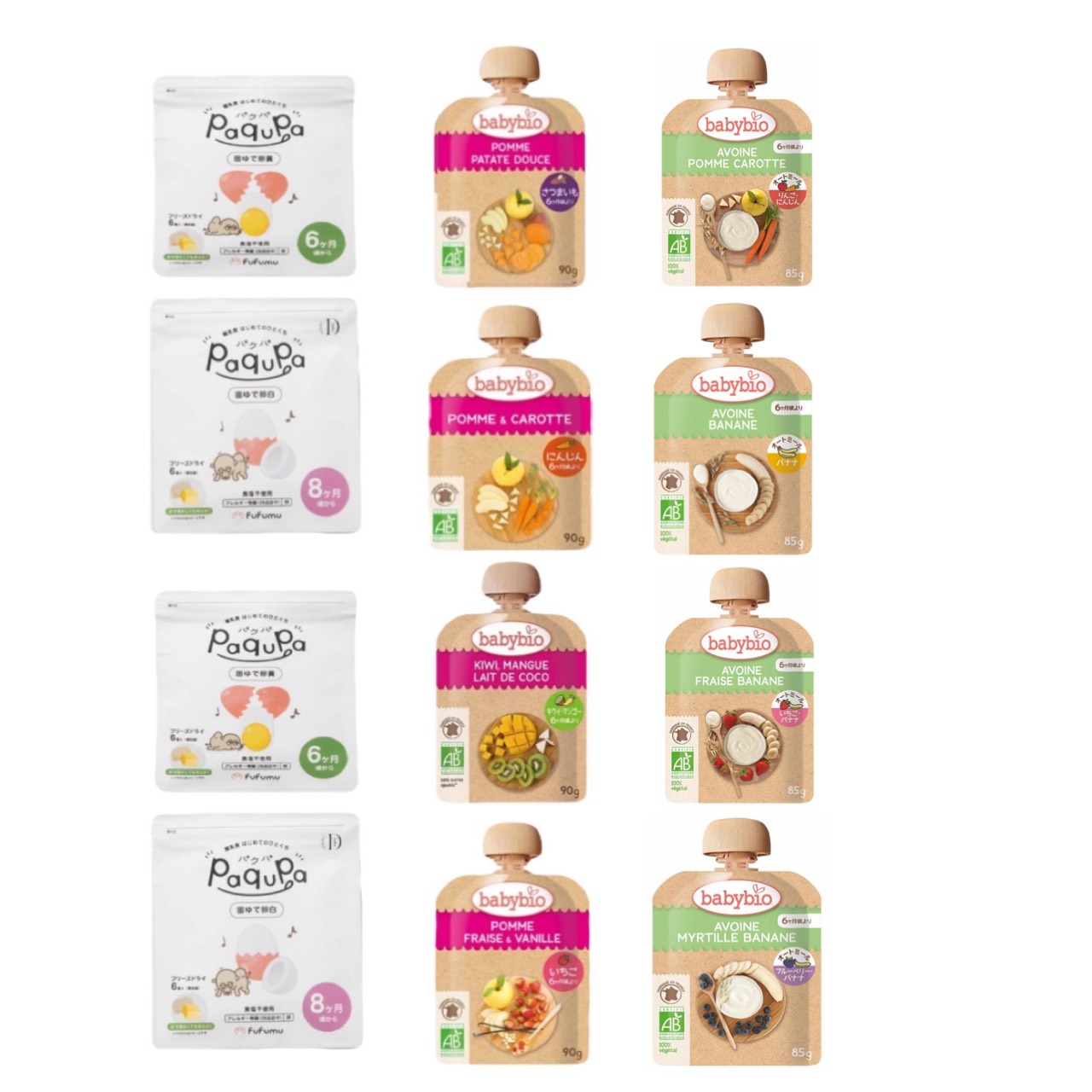 paqupa パクパ 離乳食 固ゆで卵黄 卵白 2種 ベビービオ babybio 4種 ベビーオートミール 4種 アソート お試し 食べ比べ 合計12点セット 在庫あり 即日発送｜chummys 店 8,840円