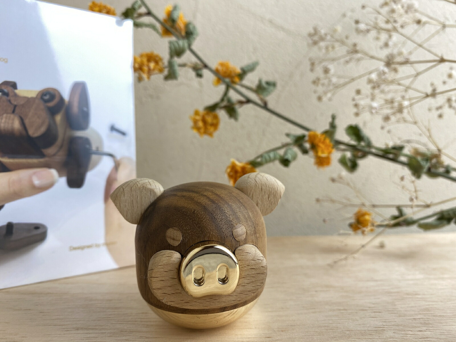 ハンドメイド 木 金子ブタの木彫り動物インテリア 本命ギフト