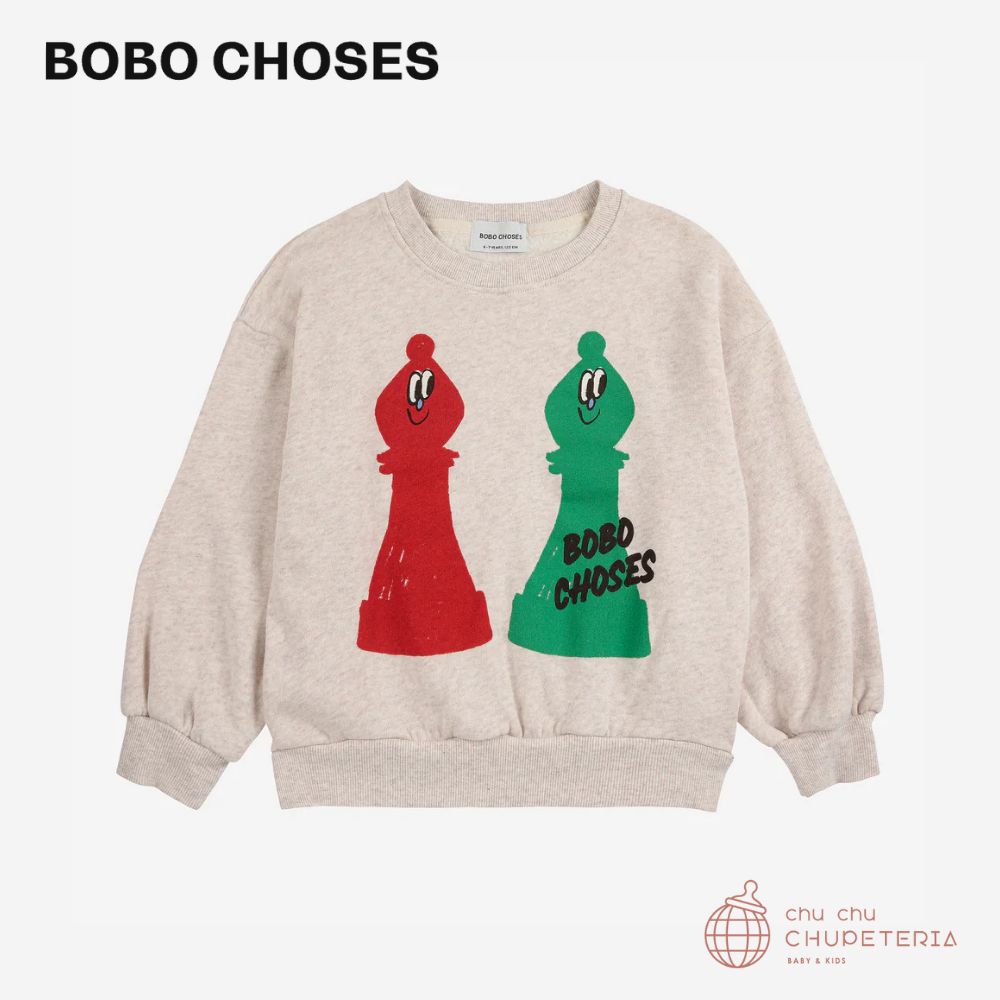 【BOBO CHOSES】Checkmate sweatshirt / ボボショーズ ボボ 御坊っちゃん うしろ帯 キッズ 25AW 流汗
