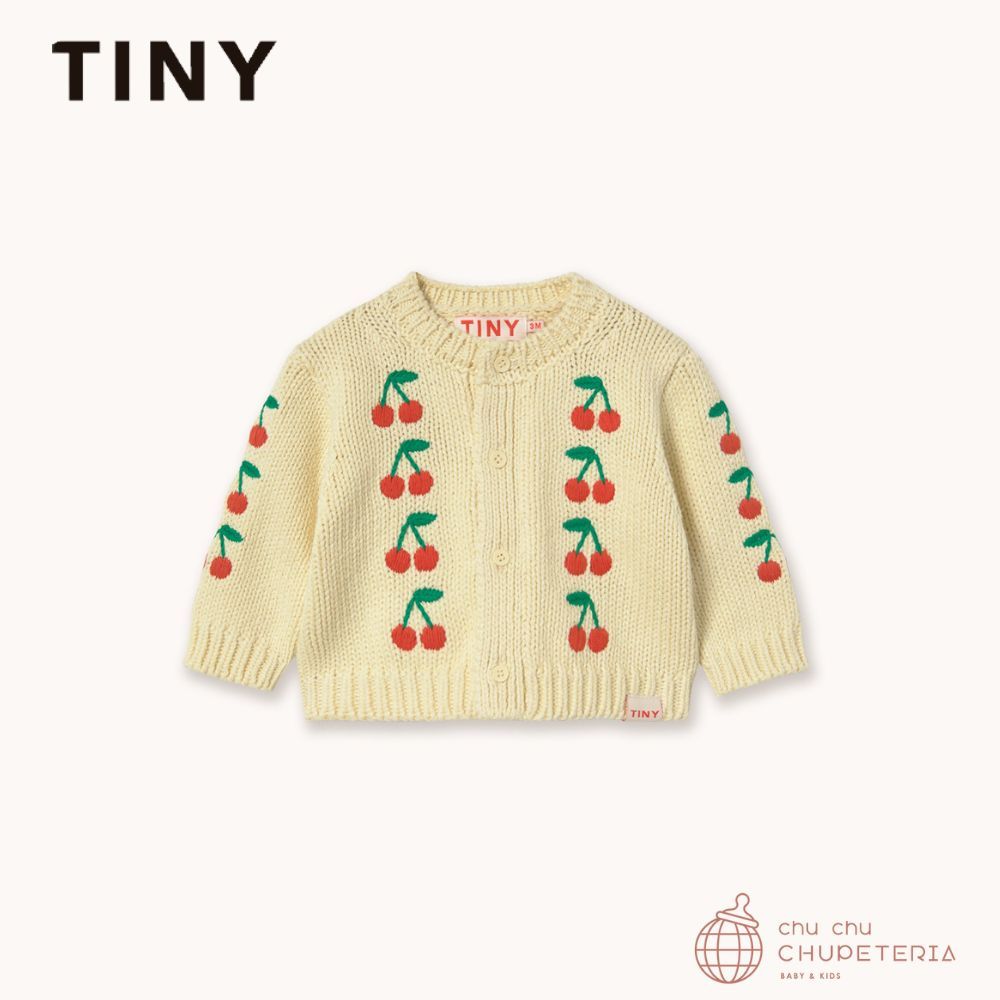 【TINYCOTTONS】MINI CHERRIES KNITTED BABY CARDIGAN dusty yellow (26SS)