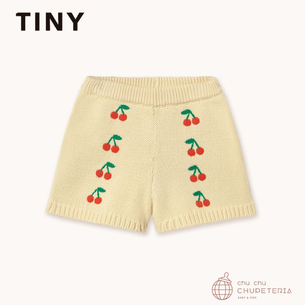 【TINYCOTTONS】MINI CHERRIES KNITTED SHORTS dusty yellow (26SS)｜chu chu CHUPETERIA