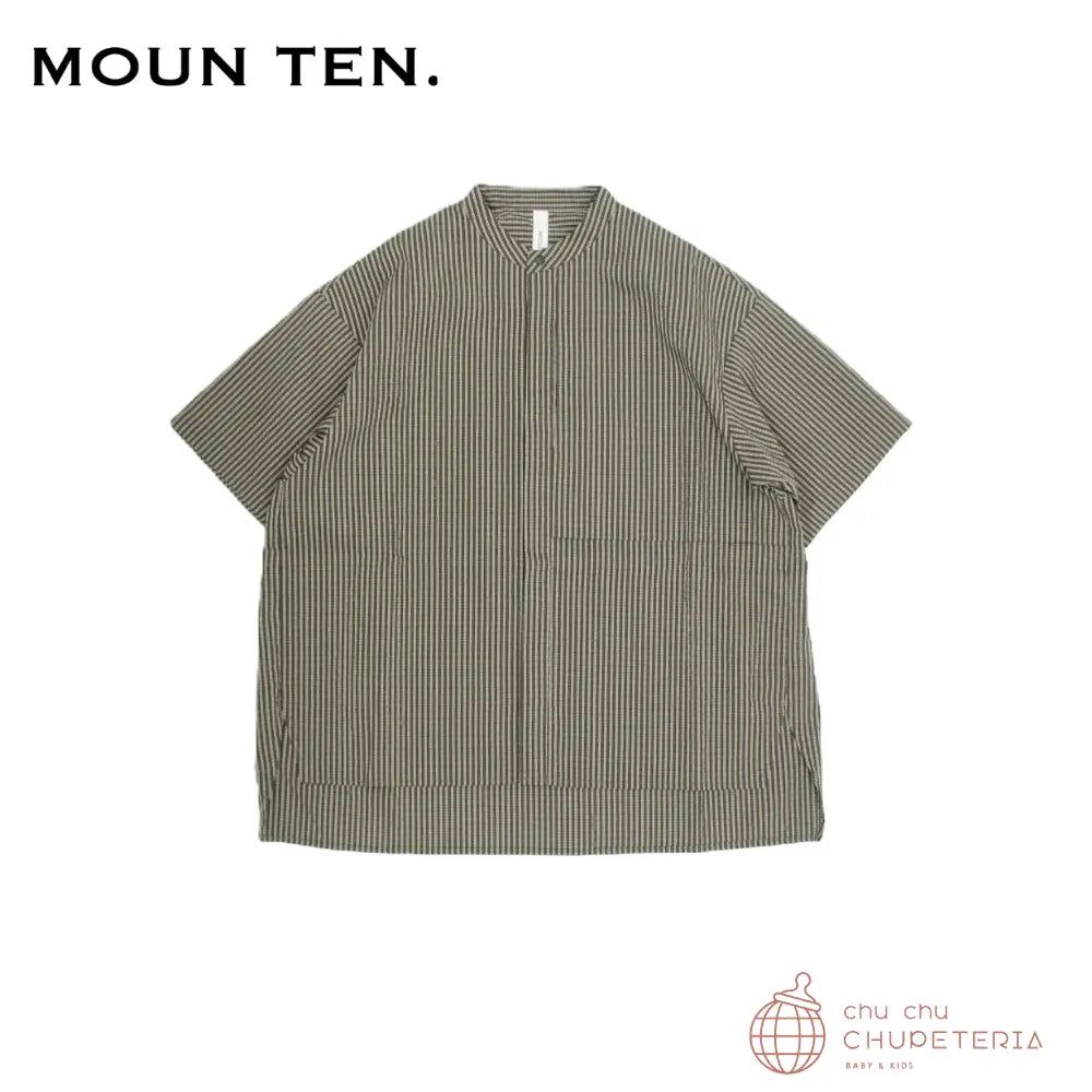 【SS継続期間中引き換え証で最大限度20%OFF】【MOUN TEN.】air sucker s/s shirt - khaki stripe /お山  ちびっ子服 80 90 100 110 120 130 キッズ お坊っちゃん もの言う花 差し上げ物 生まれ落ちる日 差し上げ物