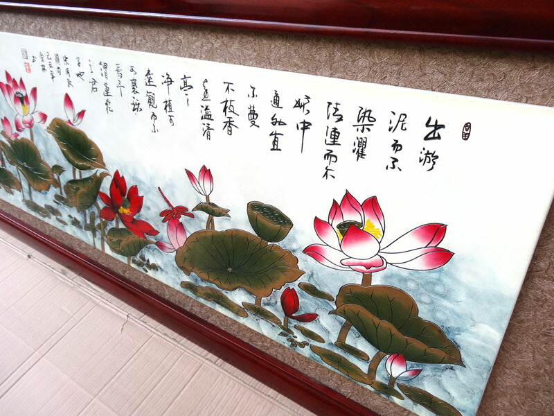 蓮の花のレリーフ　230×80cm【大型宅配便】