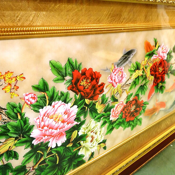 日本画 花 額装 ガラス 佐田勝 『沖縄の花と蝶』 ｜骨董品買取 緑和堂